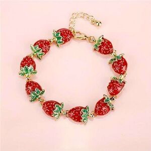Women's Fashion Jewelry Delicate Strawberry Summer Vibes Gold Bracelet